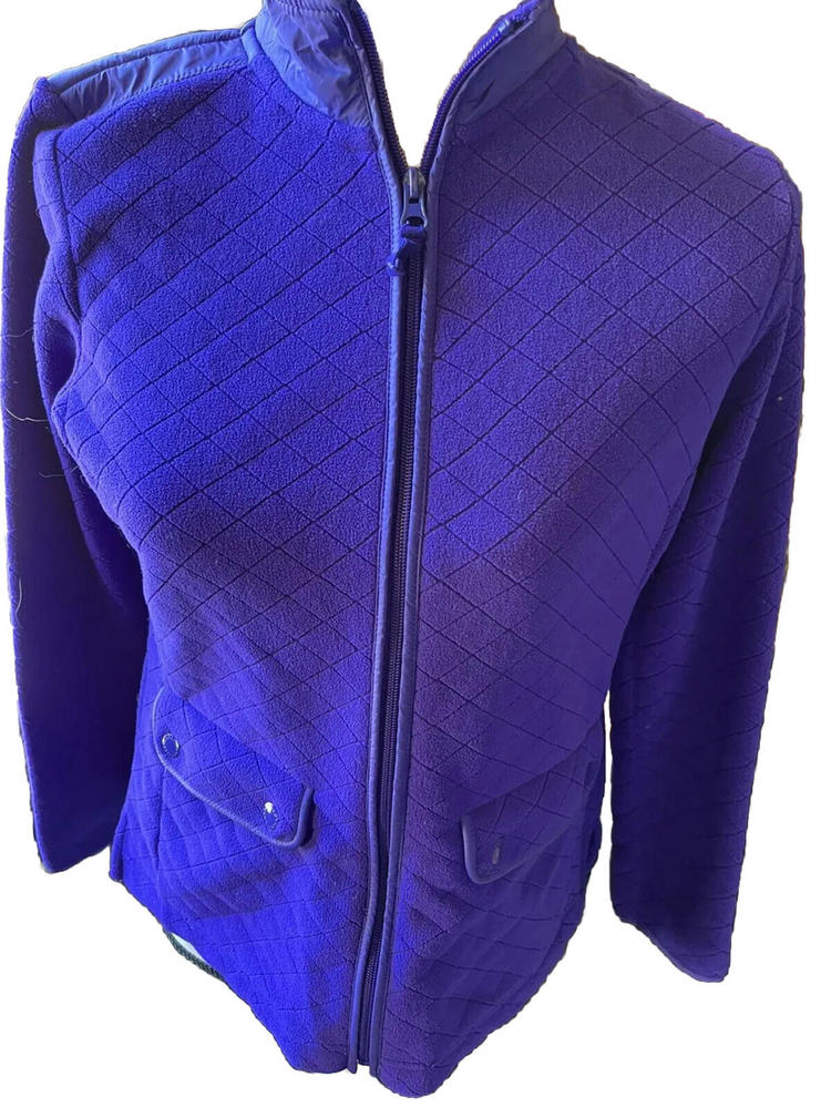 Talbots Women’s Size Petite Purple Quilted Fleece Zip Up Sport Jacket